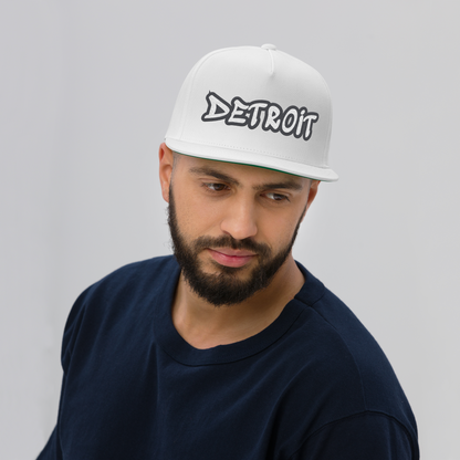 'Detroit' Flat Bill Snapback (Iron Ore Grey Tag Font)