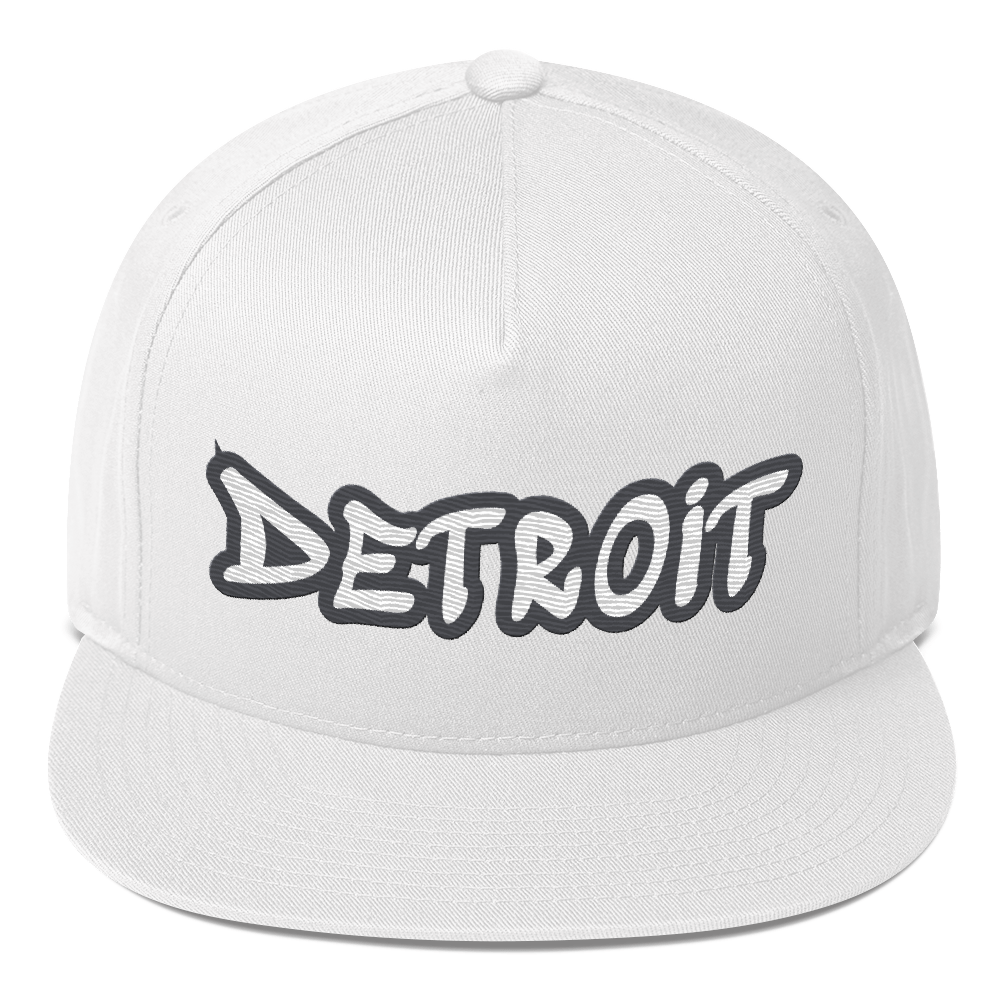 'Detroit' Flat Bill Snapback (Iron Ore Grey Tag Font)