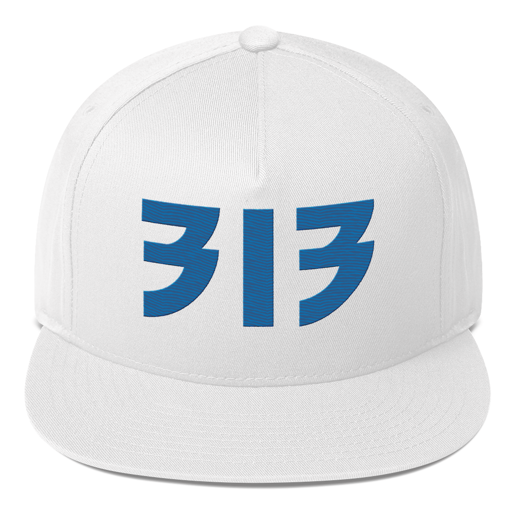 Detroit '313' Snapback (Glam Font) | 5-Panel - Azure