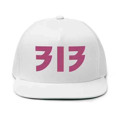 Detroit '313' Snapback (Glam Font) | 5-Panel - Apple Blossom Pink