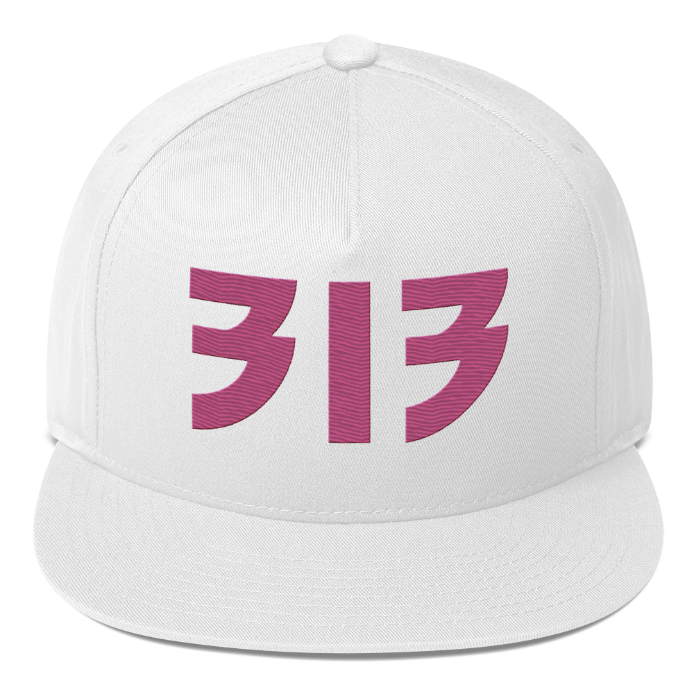 Detroit '313' Snapback (Glam Font) | 5-Panel - Apple Blossom Pink