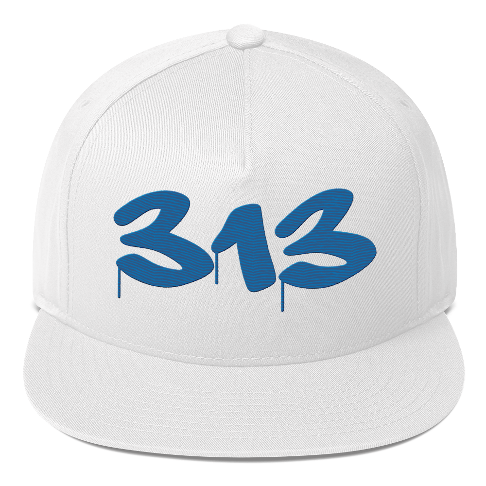 Detroit '313' Snapback (Tag Font) | 5-Panel - Azure