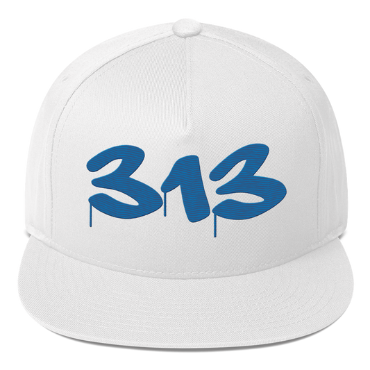 Detroit '313' Snapback (Tag Font) | 5-Panel - Azure