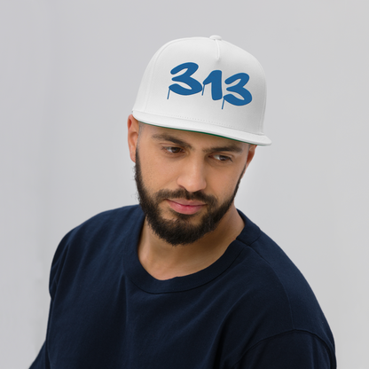 Detroit '313' Snapback (Tag Font) | 5-Panel - Azure