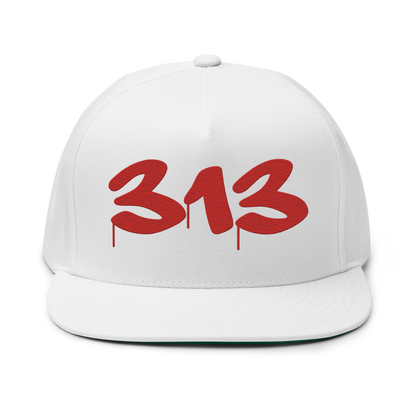 Detroit '313' Snapback (Tag Font) | 5-Panel - Aliform Red