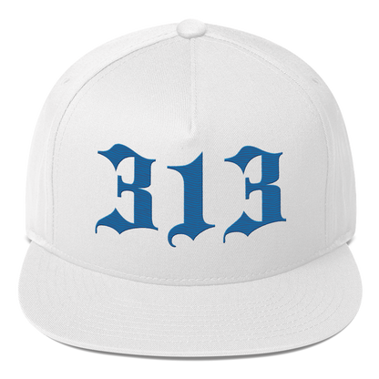 Detroit '313' Snapback (Old English Font) | 5-Panel - Azure