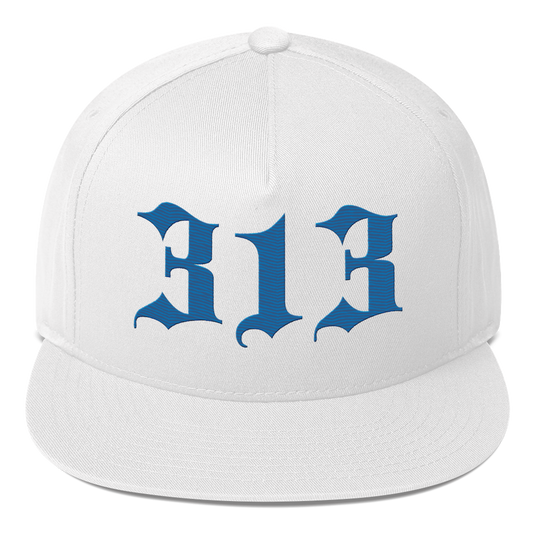 Detroit '313' Snapback (Old English Font) | 5-Panel - Azure