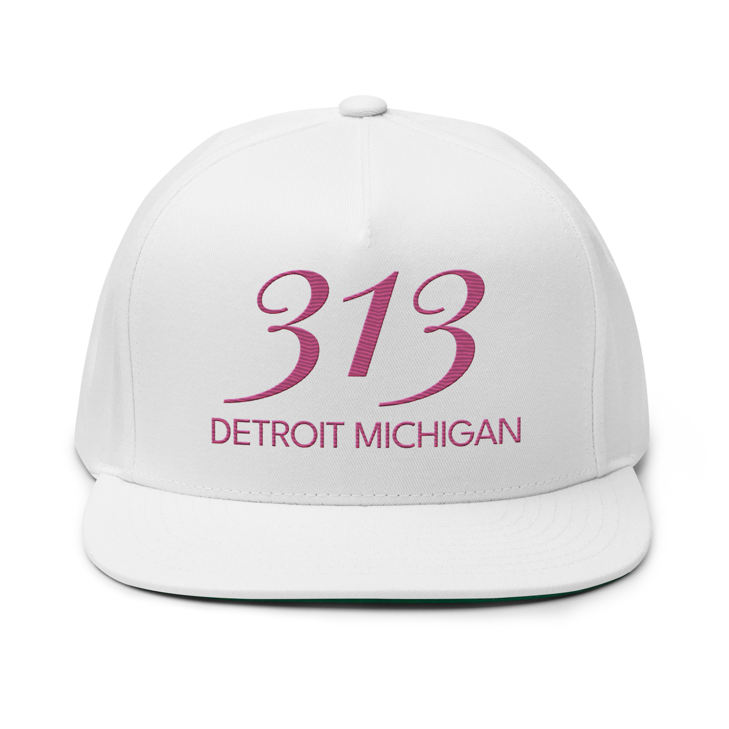 '313 Detroit Michigan' Snapback | 5-Panel - Apple Blossom Pink