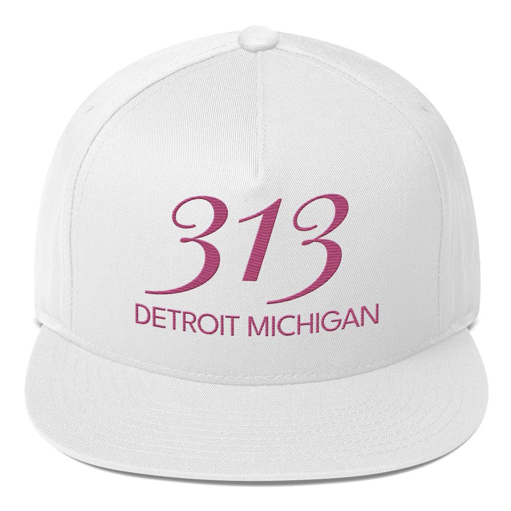 '313 Detroit Michigan' Snapback | 5-Panel - Apple Blossom Pink