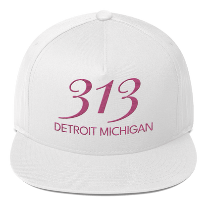 '313 Detroit Michigan' Snapback | 5-Panel - Apple Blossom Pink