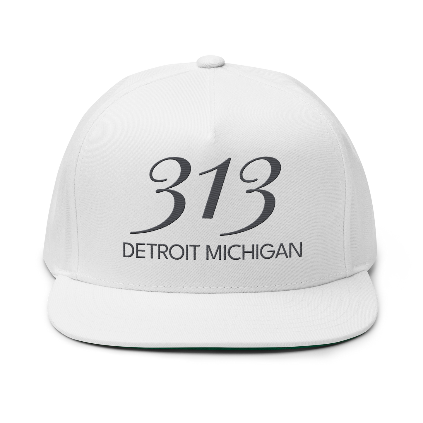 '313 Detroit Michigan' Snapback | 5-Panel - Iron Ore Grey