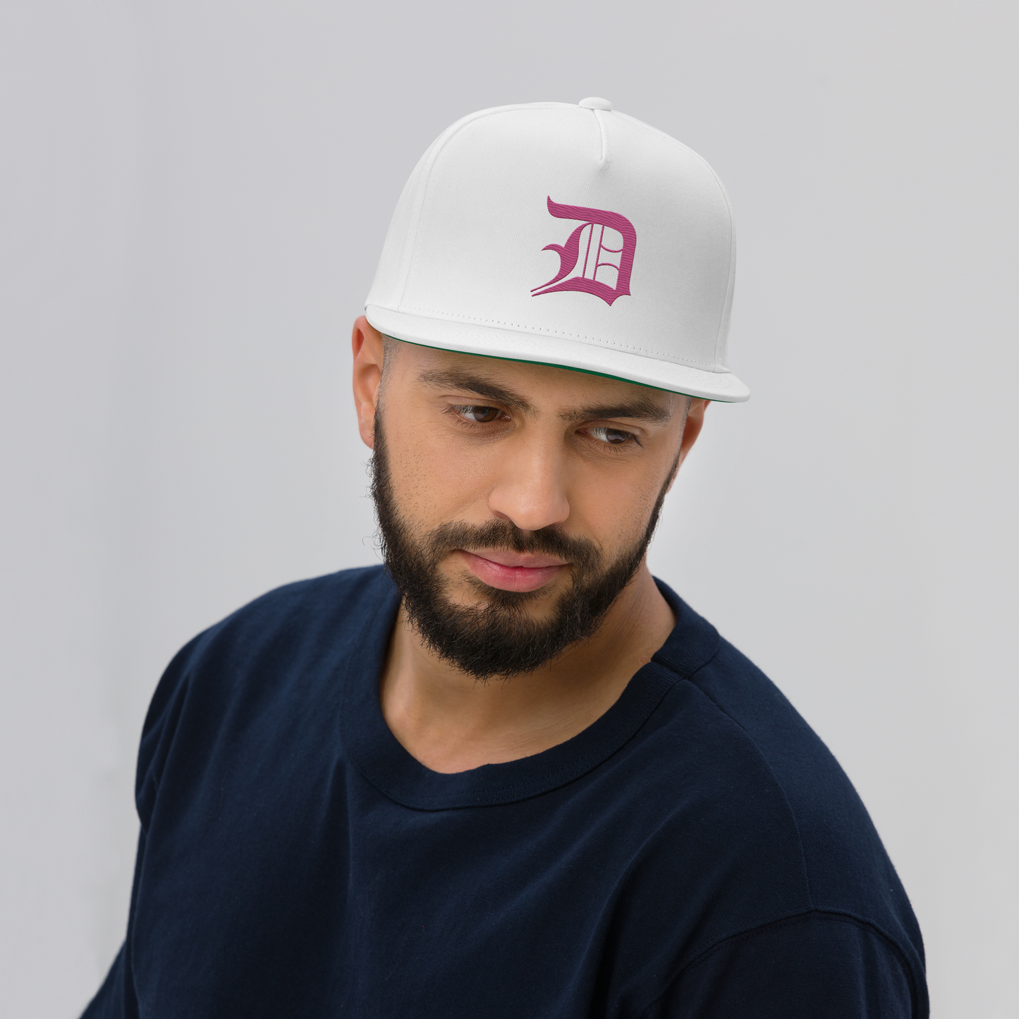 Detroit 'Old English D' Flat Bill Snapback (Apple Blossom Pink)