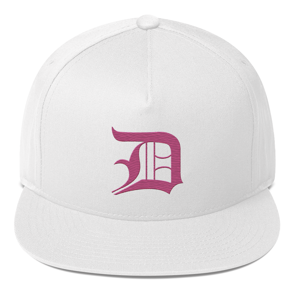 Detroit 'Old English D' Flat Bill Snapback (Apple Blossom Pink)