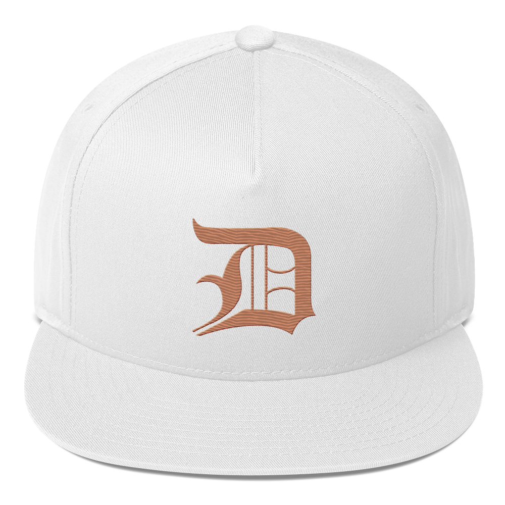 Detroit 'Old English D' Flat Bill Snapback (Copper Color)