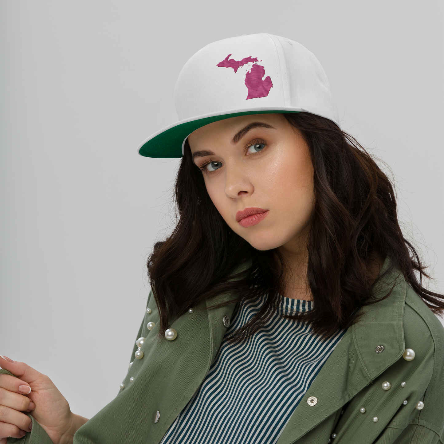 Michigan Snapback | 5-Panel - Apple Blossom Pink Outline