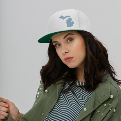 Michigan Snapback | 5-Panel - Opal Blue Outline