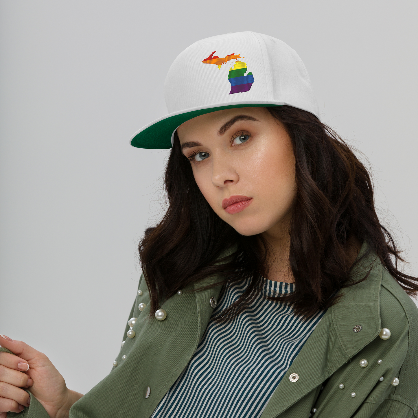 Michigan Snapback | 5-Panel - Rainbow Pride Outline