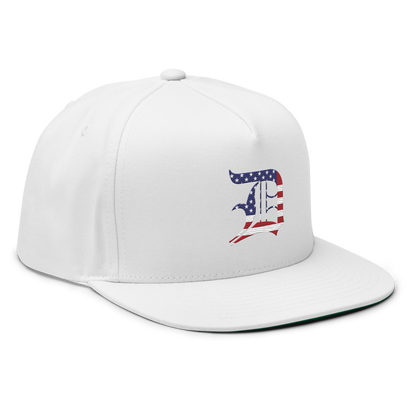 Detroit 'Old English D' Flat Bill Snapback (Patriotic Edition)