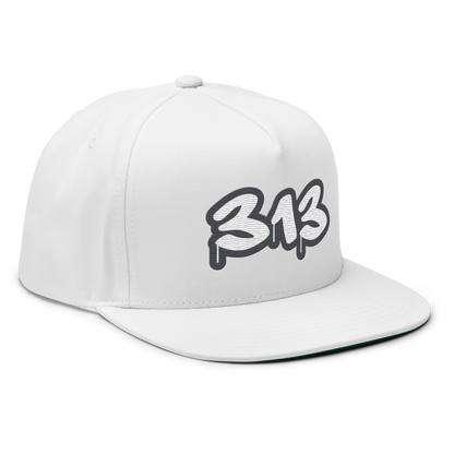 Detroit '313' Flat BIll Snapback (Iron Ore Grey Tag Font)