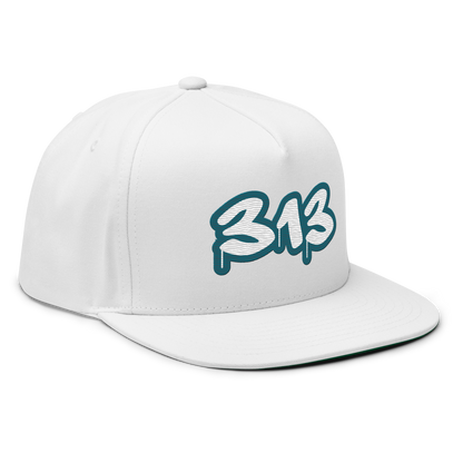 Detroit '313' Flat BIll Snapback (Auburn Hills Teal Tag Font)