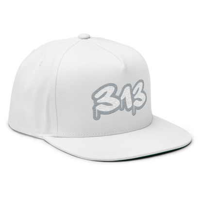 Detroit '313' Flat BIll Snapback (Silver Tag Font)