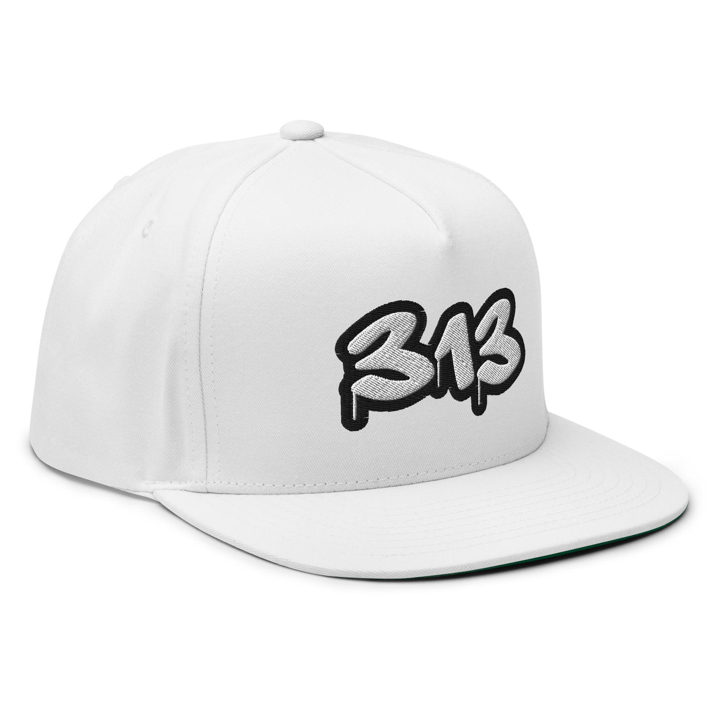 Detroit '313' Flat BIll Snapback (White/Black Tag Font)