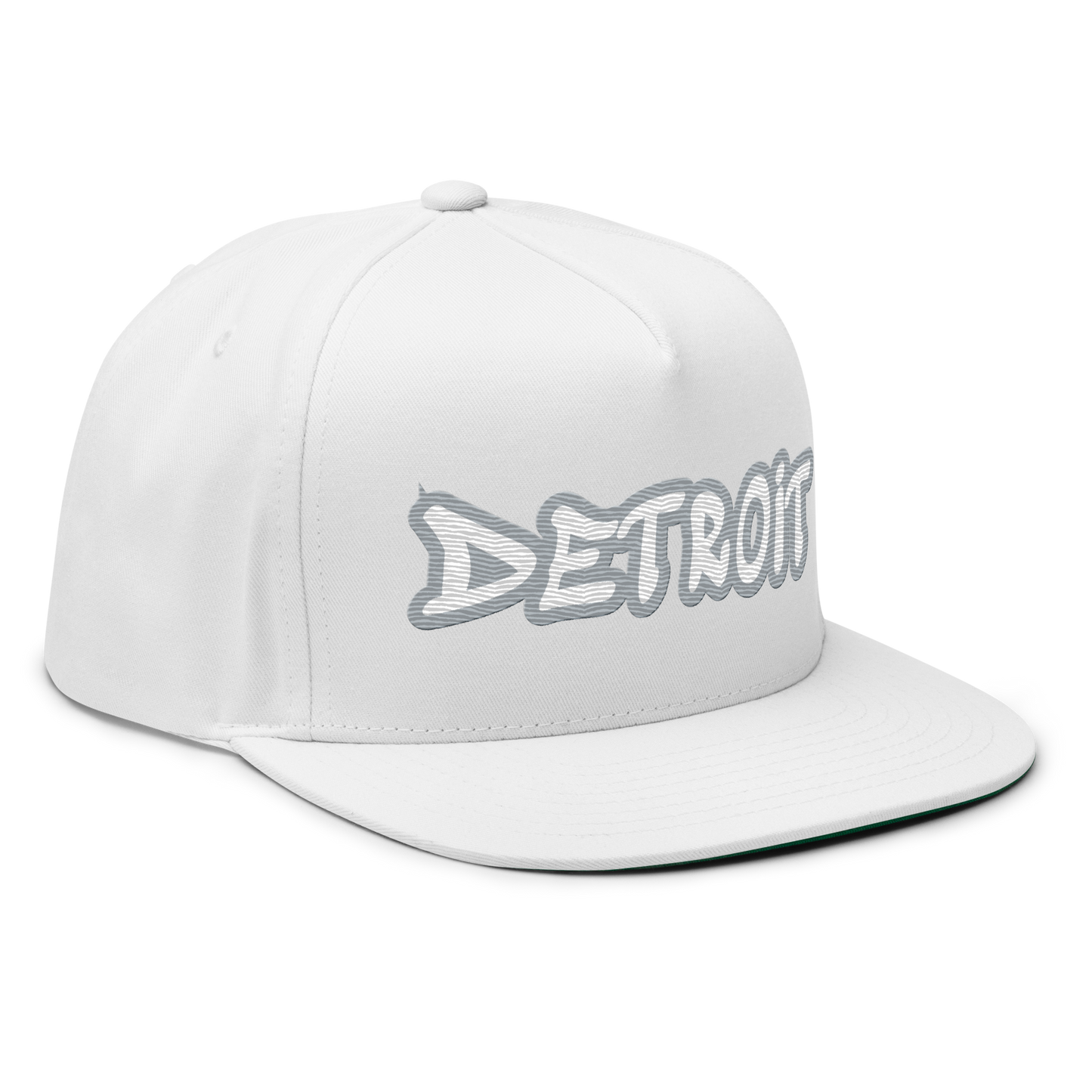 'Detroit' Flat Bill Snapback (Silver Tag Font)