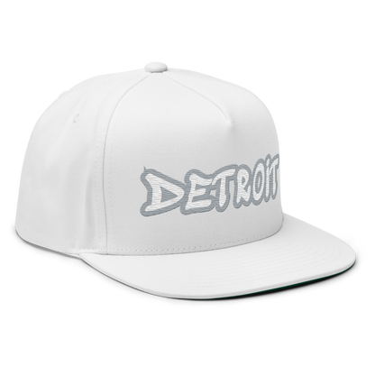 'Detroit' Flat Bill Snapback (Silver Tag Font)