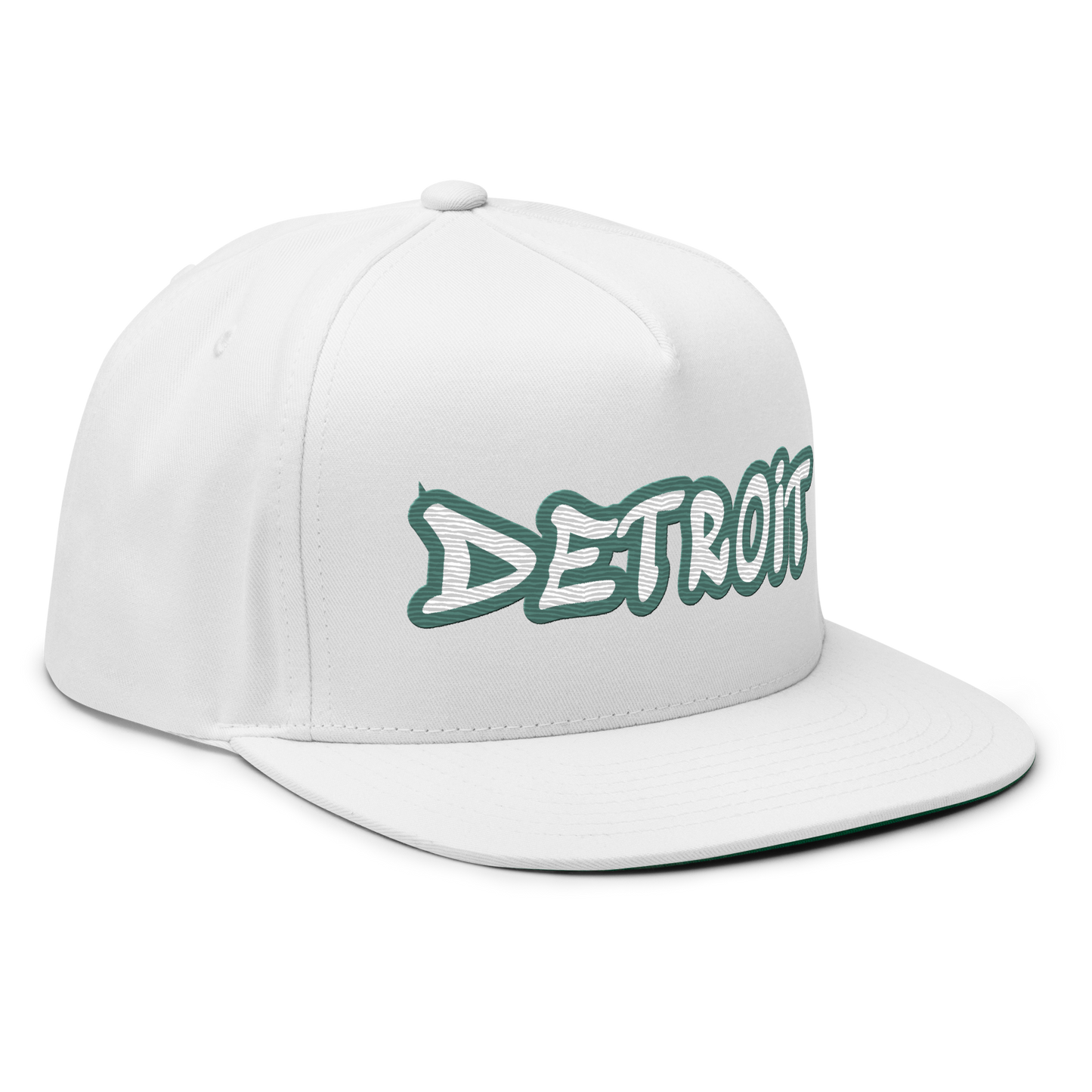 'Detroit' Flat Bill Snapback (Copper Green Tag Font)