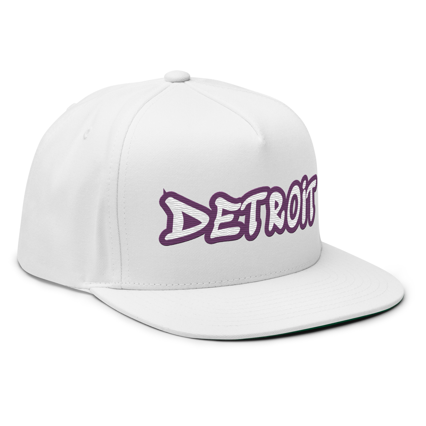 'Detroit' Flat Bill Snapback (Plum Tag Font)