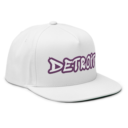 'Detroit' Flat Bill Snapback (Plum Tag Font)