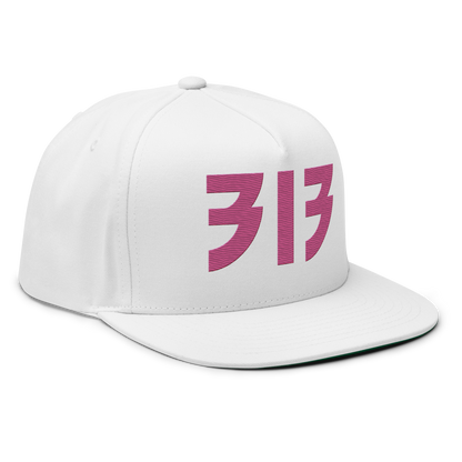 Detroit '313' Snapback (Glam Font) | 5-Panel - Apple Blossom Pink