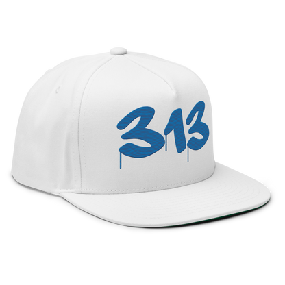 Detroit '313' Snapback (Tag Font) | 5-Panel - Azure