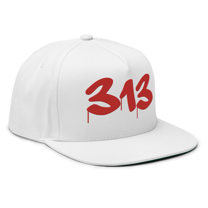 Detroit '313' Snapback (Tag Font) | 5-Panel - Aliform Red