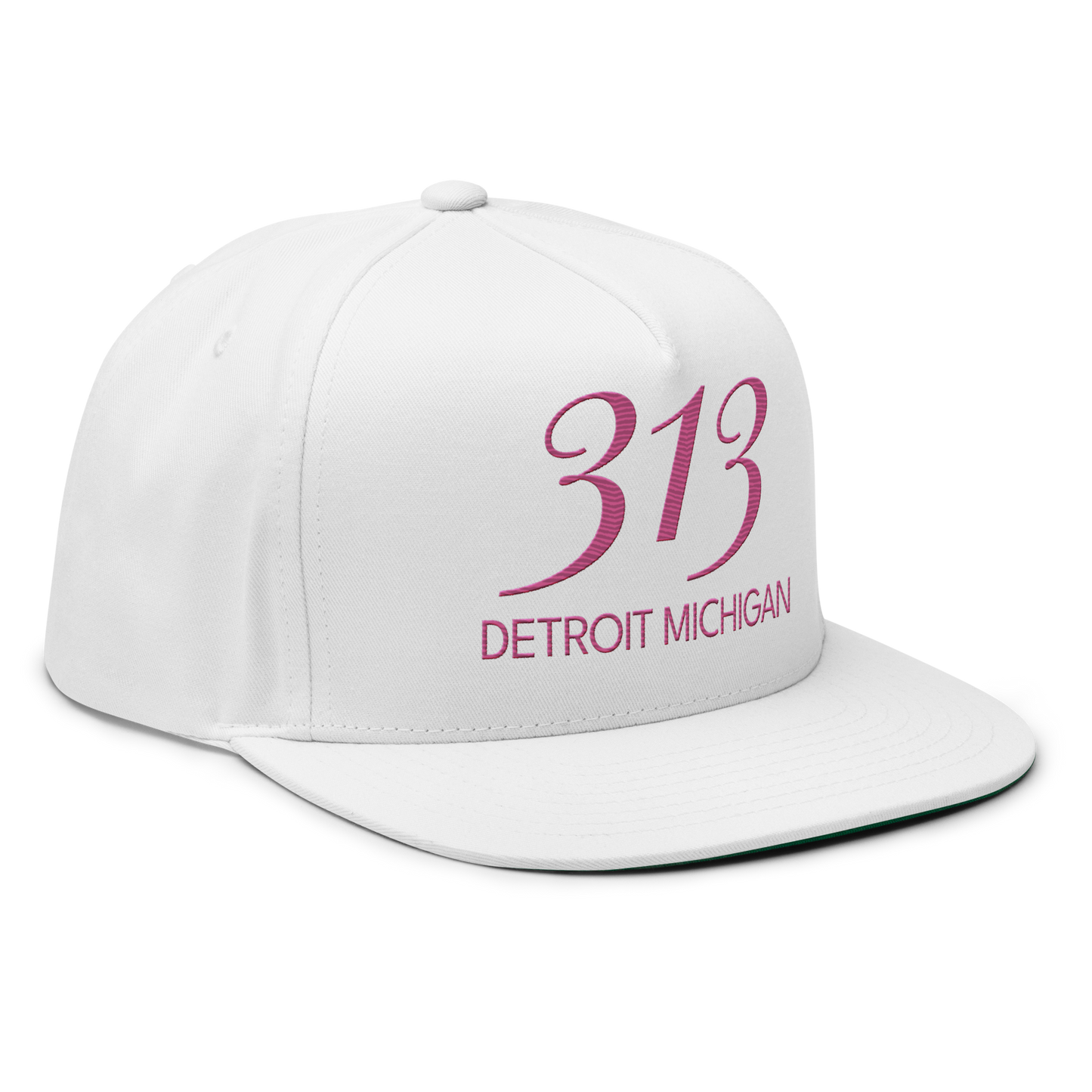 '313 Detroit Michigan' Snapback | 5-Panel - Apple Blossom Pink