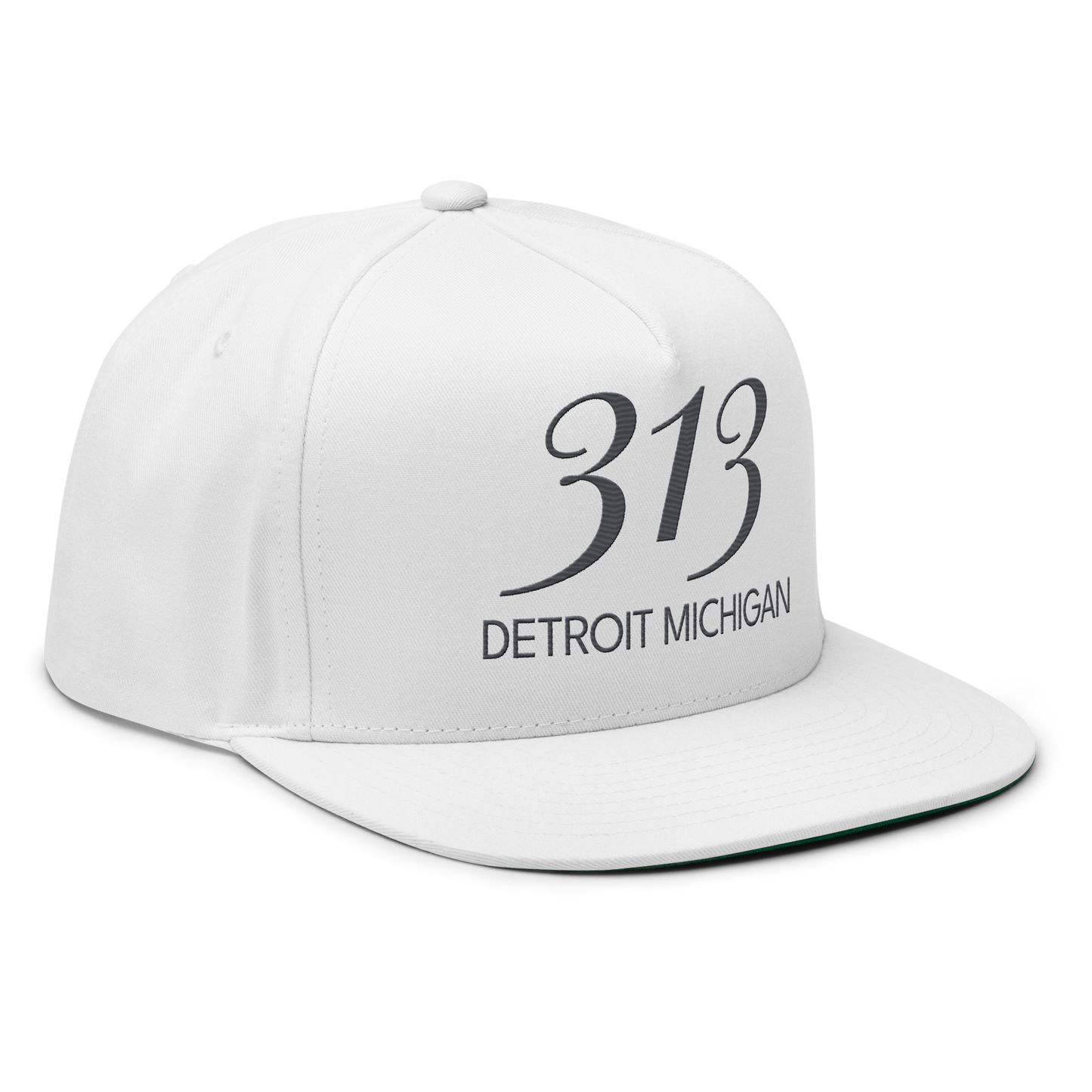 '313 Detroit Michigan' Snapback | 5-Panel - Iron Ore Grey