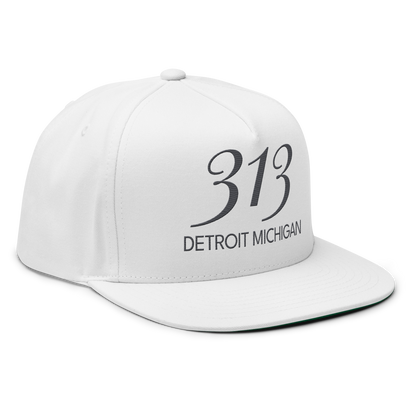 '313 Detroit Michigan' Snapback | 5-Panel - Iron Ore Grey