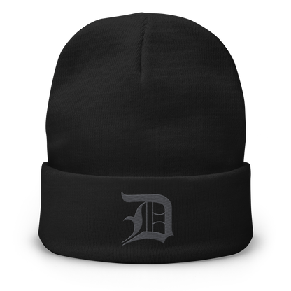 Detroit 'Old English D' Winter Beanie (Iron Ore Grey)