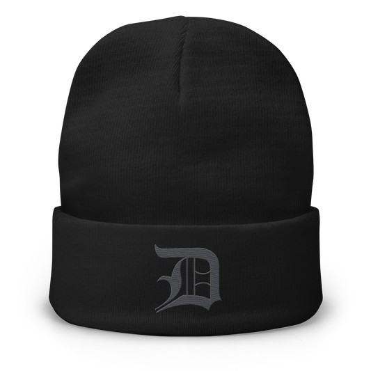 Detroit 'Old English D' Winter Beanie (Iron Ore Grey)