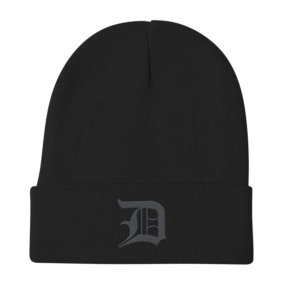 Detroit 'Old English D' Winter Beanie (Iron Ore Grey)