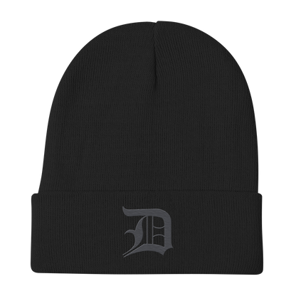 Detroit 'Old English D' Winter Beanie (Iron Ore Grey)