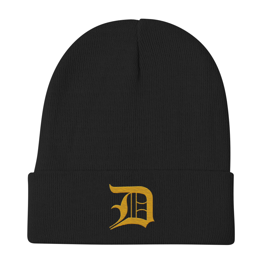 Detroit 'Old English D' Winter Beanie (Gold)