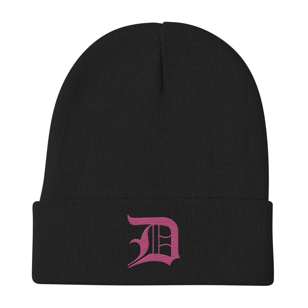 Detroit 'Old English D' Winter Beanie (Apple Blossom Pink)