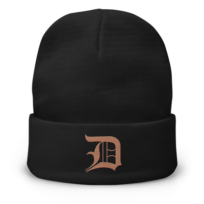 Detroit 'Old English D' Winter Beanie (Copper)