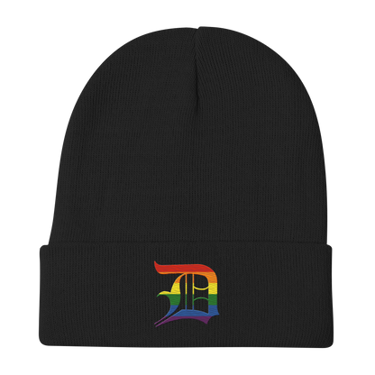 Detroit 'Old English D' Winter Beanie (Rainbow Pride Edition)