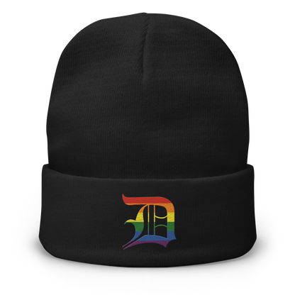 Detroit 'Old English D' Winter Beanie (Rainbow Pride Edition)