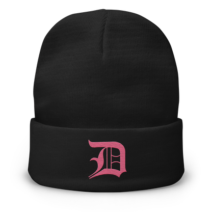 Detroit 'Old English D' Winter Beanie (Rhodochrosite Pink)