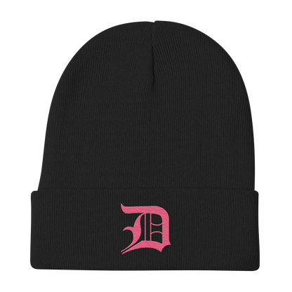 Detroit 'Old English D' Winter Beanie (Rhodochrosite Pink)