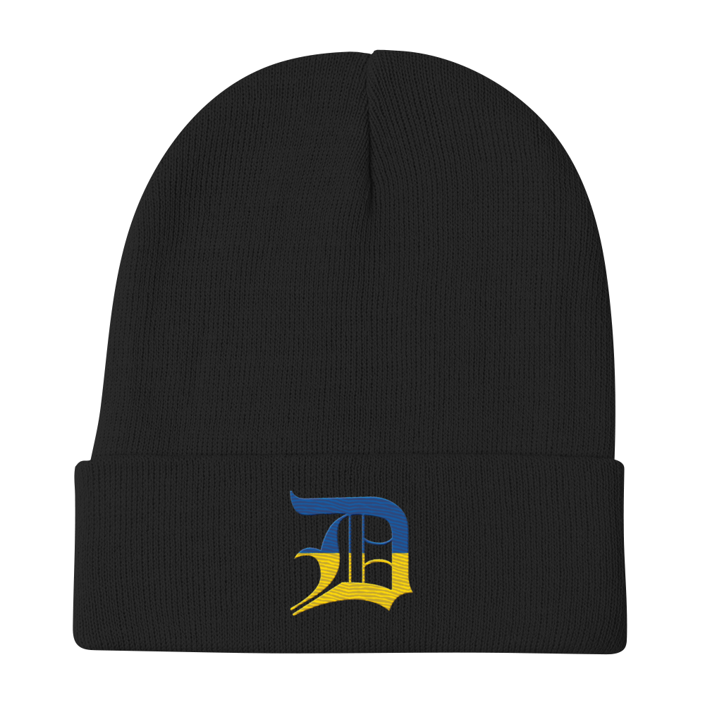 Detroit 'Old English D' Winter Beanie (Ukraine Edition)