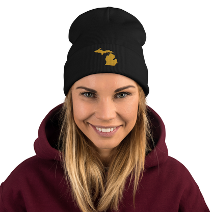 Michigan Winter Beanie | Gold Outline